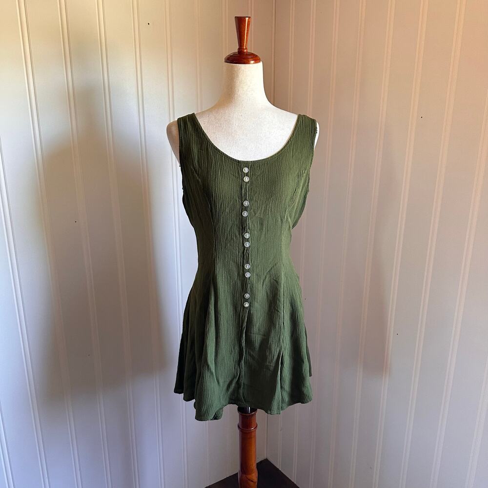 Vintage 90s/Y2K Twee Green Mini Dress Juniors 11